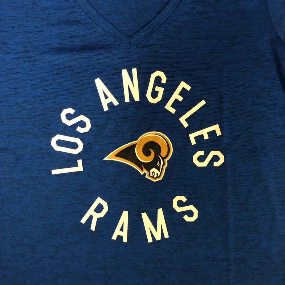 NWT Los Angeles Rams NFL Football Dri-Fit V-Neck Blue T-Shirt Medium